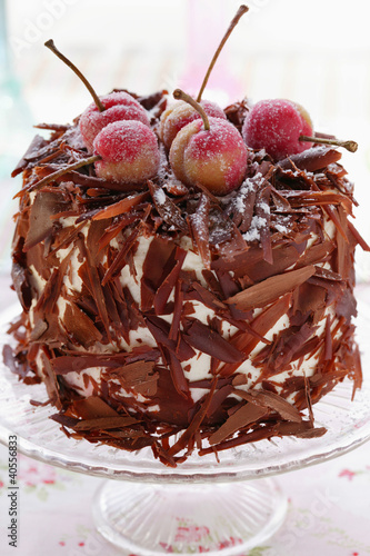 Photo: Black Forest cherry gateau with marzipan cherries Black Forest cherry gateau with marzipan cherries