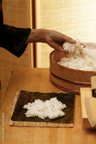 Photo: Preparing maki sushi Preparing maki sushi