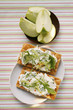 Crispbreads with quark and rocket; fresh apple wedges