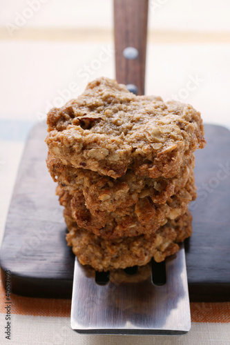 Photo: Oat biscuits on spatula Oat biscuits on spatula