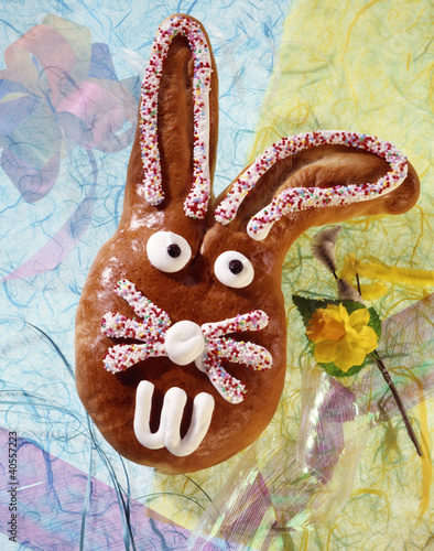Photo: Easter bunny in bread dough with sprinkles Easter bunny in bread dough with sprinkles