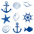 Sea set shell fish anchor wheel starfish