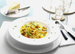 Fettuccine with green asparagus and freshwater crayfish