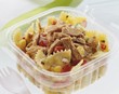 Pasta salad with tuna in plastic container