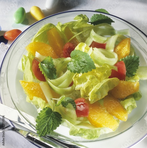 Photo: Lettuce with orange segments and tomatoes for Easter Lettuce with orange segments and tomatoes for Easter