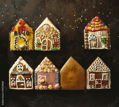 Photo: Home-made gingerbread in the shape of small houses Home-made gingerbread in the shape of small houses