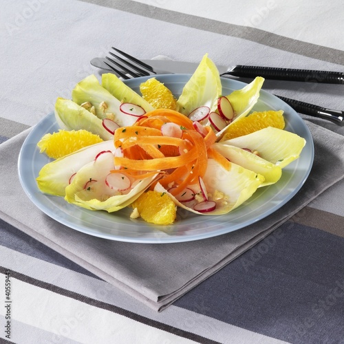 Photo: Chicory and vegetable salad with orange segments Chicory and vegetable salad with orange segments