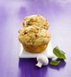 Two vegetable muffins with basil and mushroom