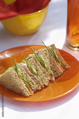 Photo: Salmon and cucumber sandwich Salmon and cucumber sandwich