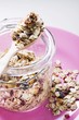 Muesli with dried fruit in preserving jar