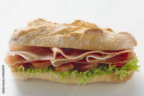 Photo: Sub sandwich with raw ham Sub sandwich with raw ham