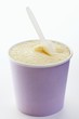 Vanilla ice cream in cardboard tub
