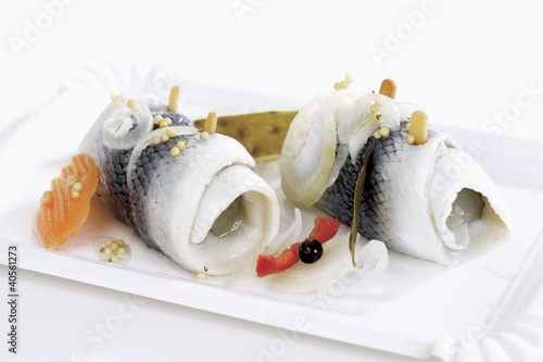 Photo: Two rollmops on a paper plate Two rollmops on a paper plate