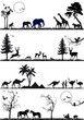 wildlife animal background set, vector