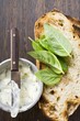 Basil mayonnaise and toasted bread