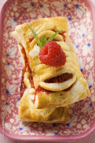 Photo: Puff pastries with raspberry filling Puff pastries with raspberry filling