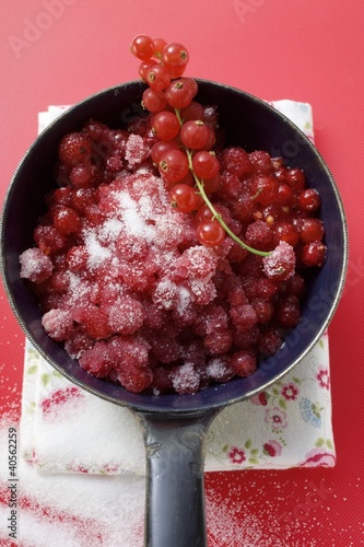 Photo: Sugared redcurrants in a pan Sugared redcurrants in a pan