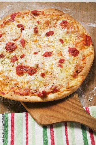 Photo: Pizza Margherita on server Pizza Margherita on server