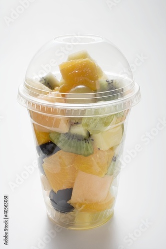 Photo: Fruit salad in a plastic beaker Fruit salad in a plastic beaker