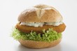 Schnitzel roll with remoulade and lettuce
