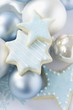 Iced star biscuits and Christmas tree baubles