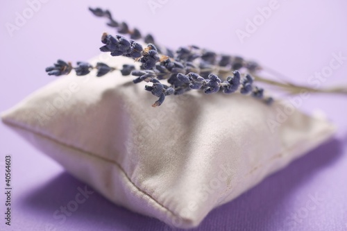 Photo: Lavender bag and lavender flowers Lavender bag and lavender flowers