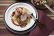 Pheasant breast with bacon, sauerkraut and grapes