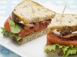Bacon, lettuce and tomato sandwich, halved