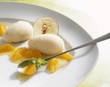 Pear and apple sorbet with mandarin compote
