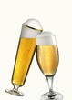 Two glasses of pils clinking together