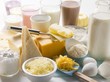 Various dairy products, milkshakes and cheeses