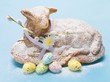 Baked Easter lamb with pussy willow and Easter eggs