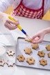 Girl decorating Christmas biscuits