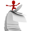 3d man surfing on blank sheets of paper 3d man surfing on blank sheets of paper