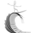 3d man surfing on blank sheets of paper 3d man surfing on blank sheets of paper