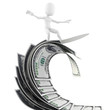 3d man surfing on money 3d man surfing on money
