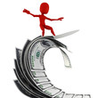 3d man surfing on money 3d man surfing on money