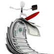 3d man surfing on money 3d man surfing on money