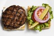 Toast with grilled burger and salad