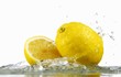 Lemons with splashing water