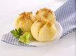 Potato dumplings with buttered breadcrumbs