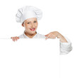 Young female chef with copy space banner