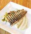 Trout Over Ratatouille and Eggplant Puree