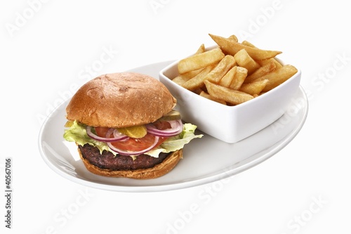 Photo: Mushroom burger with chips Mushroom burger with chips