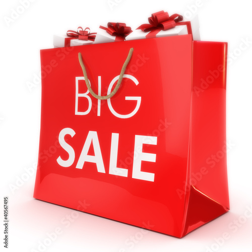 Illustration: Big sale ,gift bag with gifts Big sale ,gift bag with gifts