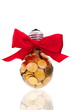 Great idea and glass bulb with many golden coins Great idea and glass bulb with many golden coins