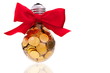 Great idea and glass bulb with many golden coins Great idea and glass bulb with many golden coins