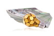 Great idea and glass bulb with many golden coins Great idea and glass bulb with many golden coins