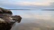 landscape of granite bank of the river.