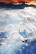 Photo en ligne au meilleur prix Man moves on water skis in the sky.